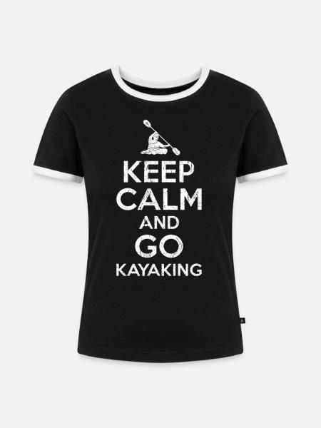 Kajak Kajakbekleidung - Frauen Kontrast-T-Shirt - Schwarz/Weiß