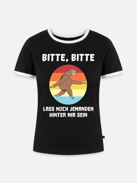 Marathon Laufen Faultier - Frauen Kontrast-T-Shirt - Schwarz/Weiß
