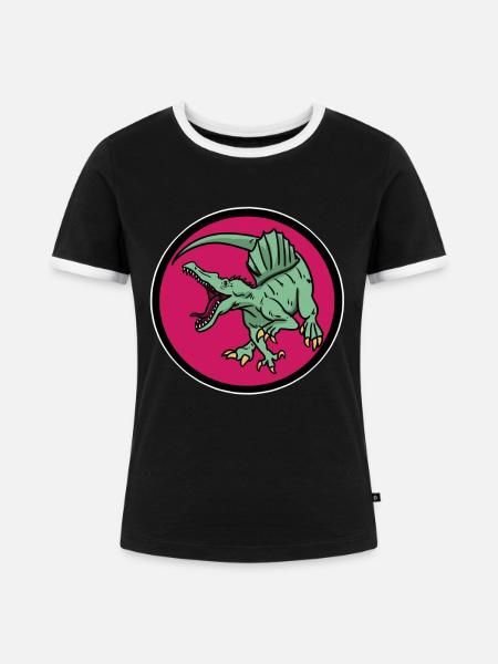 Dino Logo - Frauen Kontrast-T-Shirt - Schwarz/Weiß