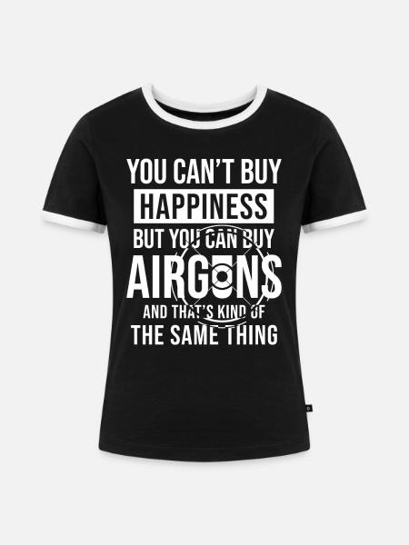 Lustpistole Luftgewehr Spruch - Frauen Kontrast-T-Shirt - Schwarz/Weiß