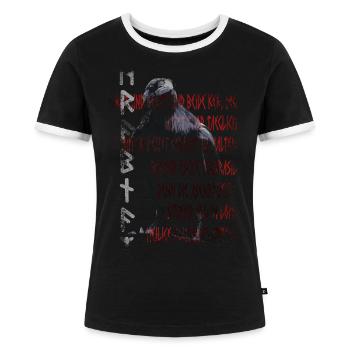 Hrabnaz Raben Runen Hugin Munin Odin Thor Viking - Frauen Kontrast-T-Shirt - Schwarz/Weiß - Vorne - Selfina (174cm)