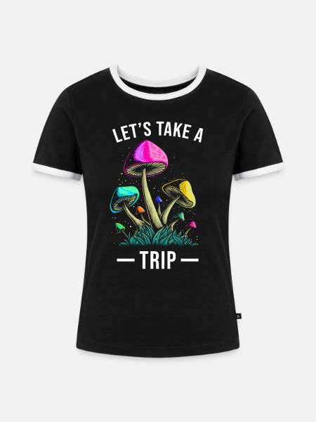 Pilz Trip Magic Mushrooms - Frauen Kontrast-T-Shirt - Schwarz/Weiß