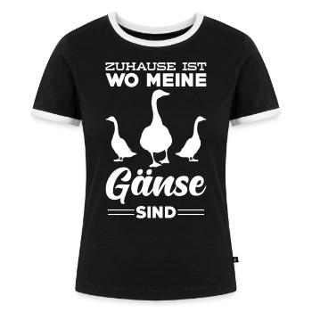 Gans - Frauen Kontrast-T-Shirt - Schwarz/Weiß - Vorne - Selfina (174cm)