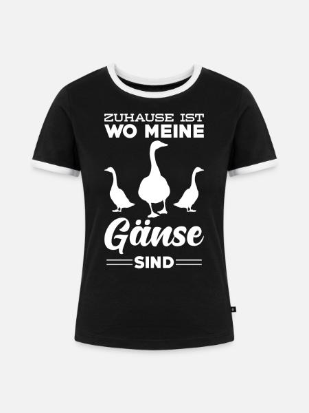 Gans - Frauen Kontrast-T-Shirt - Schwarz/Weiß