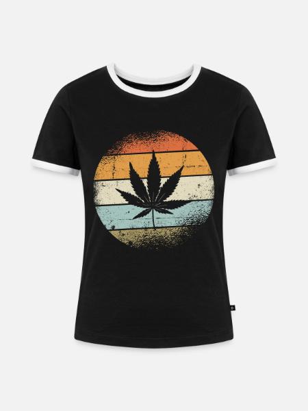 Cannabis Retro - Frauen Kontrast-T-Shirt - Schwarz/Weiß