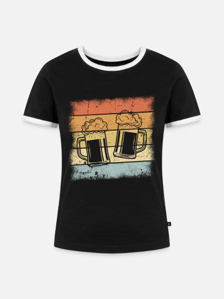 Bier Retro Design - Frauen Kontrast-T-Shirt - Schwarz/Weiß