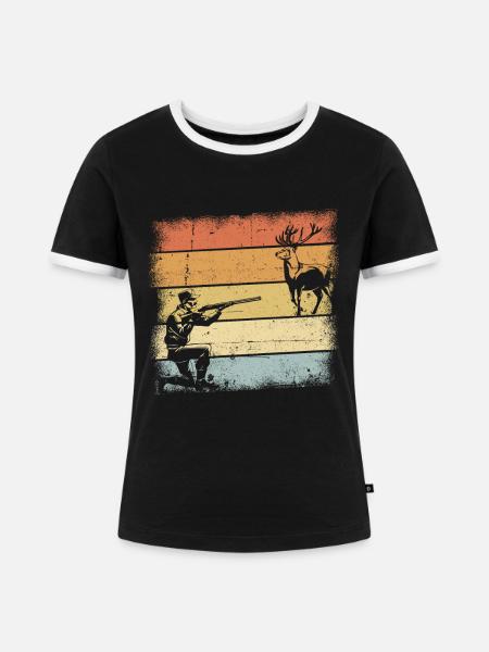 Jäger Geschenke - Frauen Kontrast-T-Shirt - Schwarz/Weiß