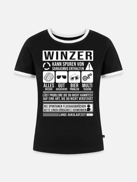 Winzer Spruch lustig - Frauen Kontrast-T-Shirt - Schwarz/Weiß