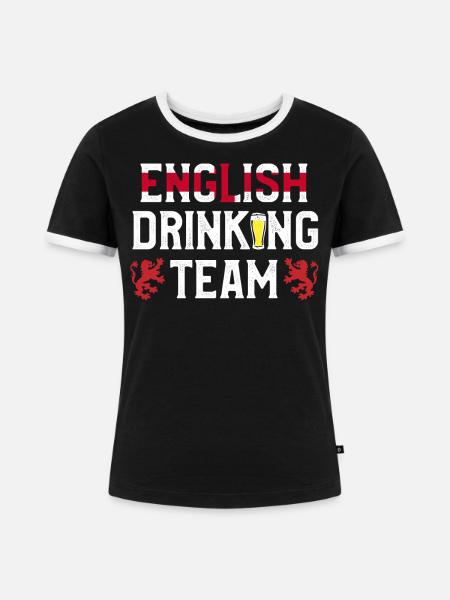 Englisches Trinkteam, England - Frauen Kontrast-T-Shirt - Schwarz/Weiß