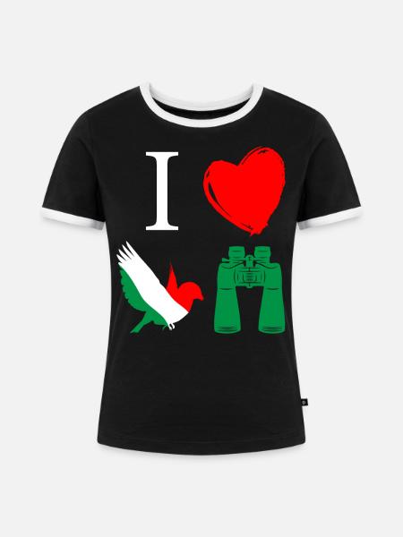 Vogelbeobachtung, Ornithologie - Frauen Kontrast-T-Shirt - Schwarz/Weiß