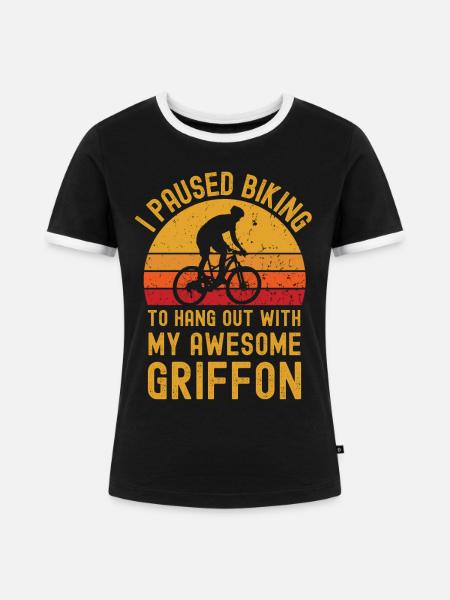 Radfahren und Griffon - Frauen Kontrast-T-Shirt - Schwarz/Weiß