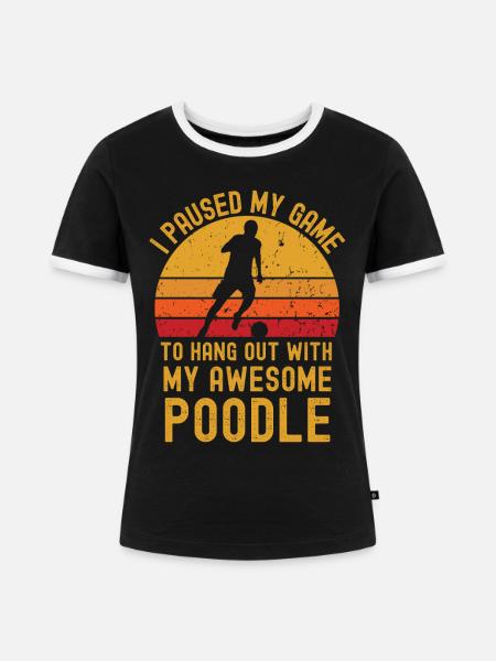 Fußball und Pudel - Frauen Kontrast-T-Shirt - Schwarz/Weiß