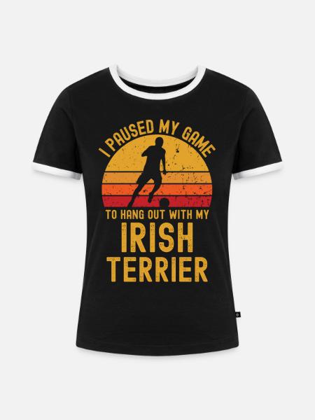 Fußball und Irish-Terrier - Frauen Kontrast-T-Shirt - Schwarz/Weiß