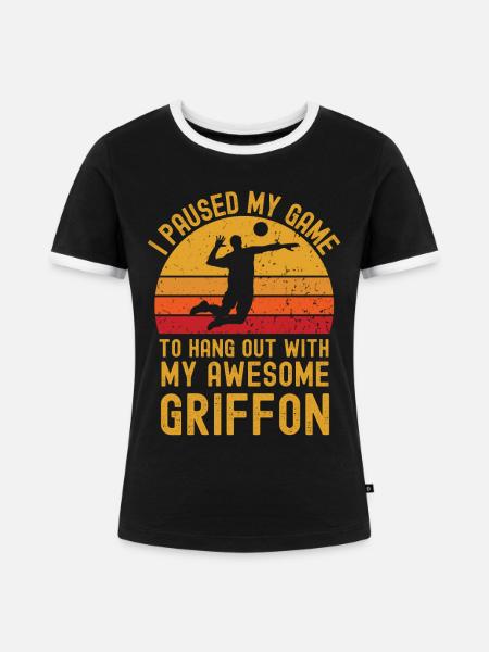 Volleyball und Griffon - Frauen Kontrast-T-Shirt - Schwarz/Weiß