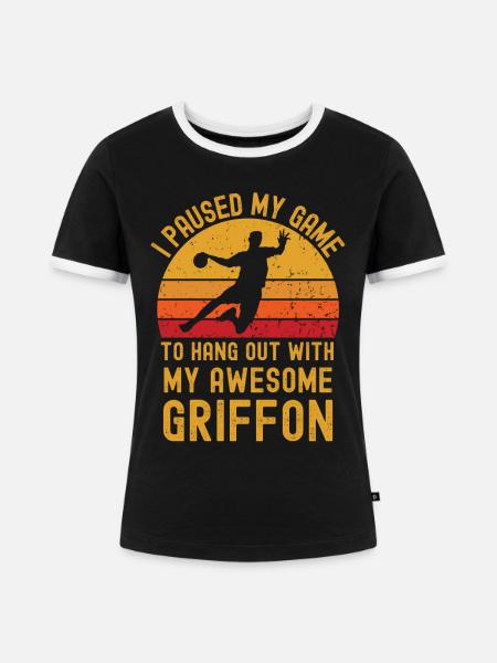 Handball und Griffon - Frauen Kontrast-T-Shirt - Schwarz/Weiß