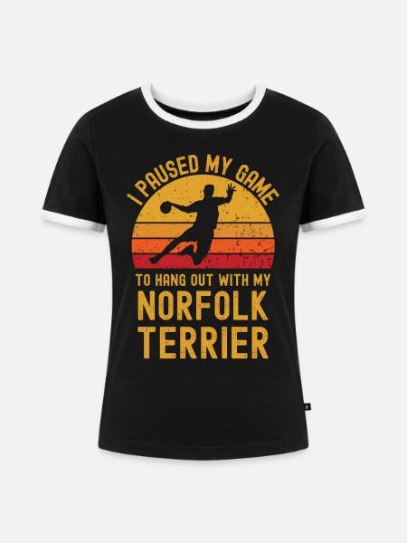 Handball und Norfolk-Terrier - Frauen Kontrast-T-Shirt - Schwarz/Weiß