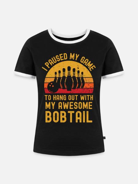 Bowling und Bobtail - Frauen Kontrast-T-Shirt - Schwarz/Weiß