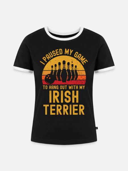 Bowling und Irish-Terrier - Frauen Kontrast-T-Shirt - Schwarz/Weiß