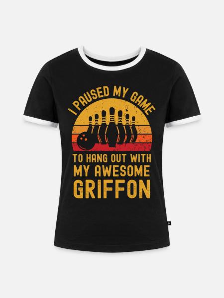 Bowling und Griffon - Frauen Kontrast-T-Shirt - Schwarz/Weiß