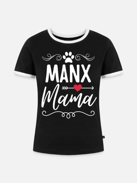 Manx Mama - Frauen Kontrast-T-Shirt - Schwarz/Weiß