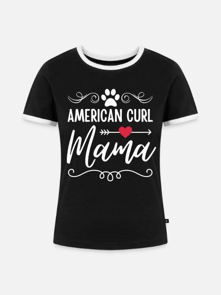 American-Curl Mama - Frauen Kontrast-T-Shirt - Schwarz/Weiß