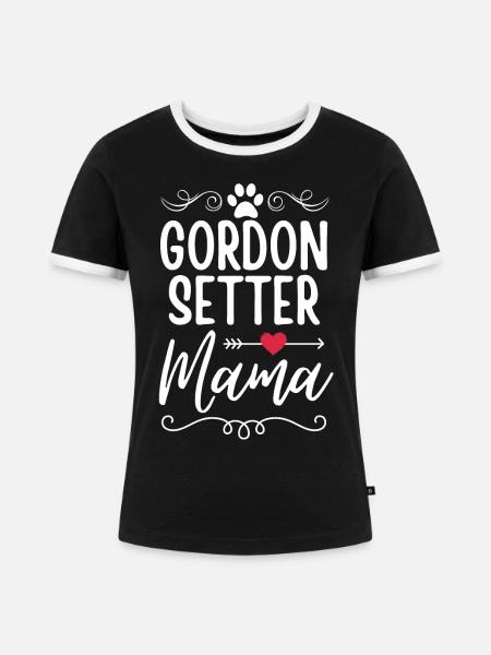 Gordon-Setter Mama - Frauen Kontrast-T-Shirt - Schwarz/Weiß