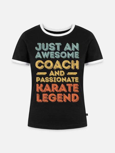 Trainer Karate retro - Frauen Kontrast-T-Shirt - Schwarz/Weiß
