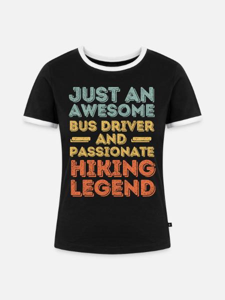 Busfahrer Wandern retro - Frauen Kontrast-T-Shirt - Schwarz/Weiß