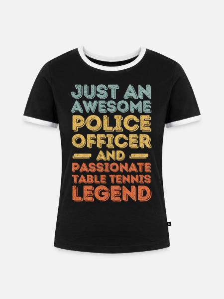 Polizist Tischtennis retro - Frauen Kontrast-T-Shirt - Schwarz/Weiß