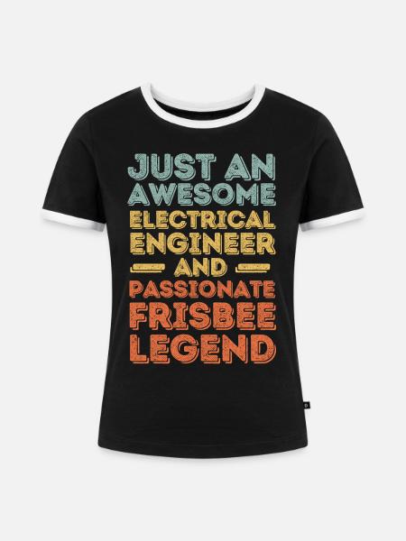 Elektroingenieur Frisbee retro - Frauen Kontrast-T-Shirt - Schwarz/Weiß