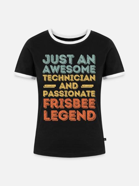 Techniker Frisbee retro - Frauen Kontrast-T-Shirt - Schwarz/Weiß