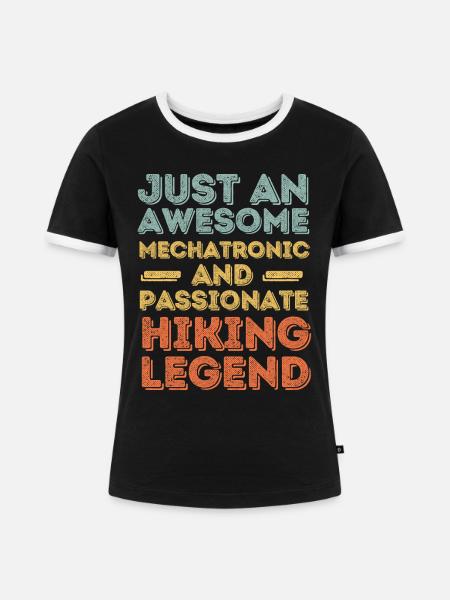 Mechatroniker Wandern retro - Frauen Kontrast-T-Shirt - Schwarz/Weiß
