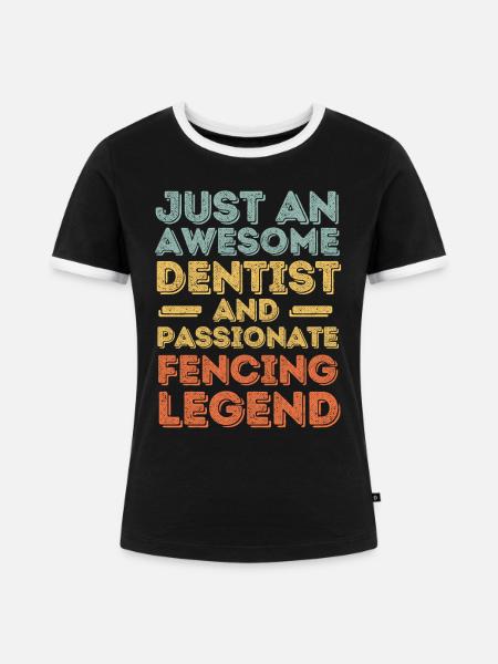 Zahnarzt Fechten retro - Frauen Kontrast-T-Shirt - Schwarz/Weiß