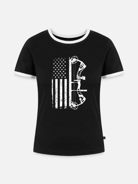 Bogenschiessen - Frauen Kontrast-T-Shirt - Schwarz/Weiß