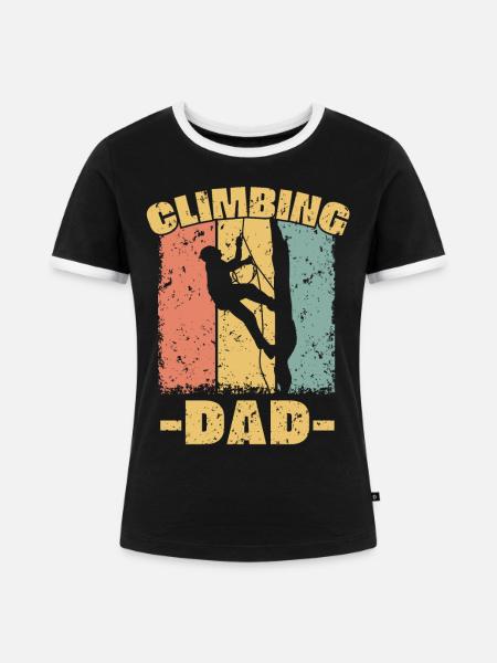 Klettern Papa retro - Frauen Kontrast-T-Shirt - Schwarz/Weiß