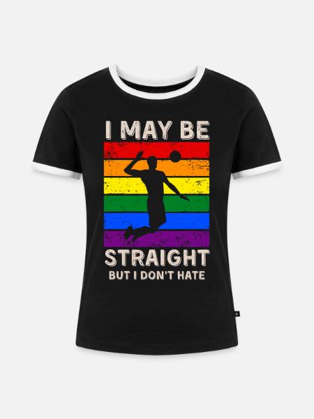 Volleyball LGBT Rechte - Frauen Kontrast-T-Shirt - Schwarz/Weiß