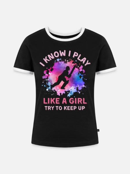 Frauen Cricket Mädchen - Frauen Kontrast-T-Shirt - Schwarz/Weiß