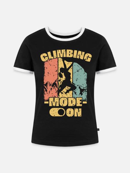 Frauen Klettern retro - Frauen Kontrast-T-Shirt - Schwarz/Weiß