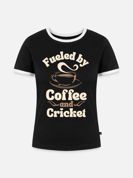 Kaffee-Cricket-Liebhaber - Frauen Kontrast-T-Shirt - Schwarz/Weiß