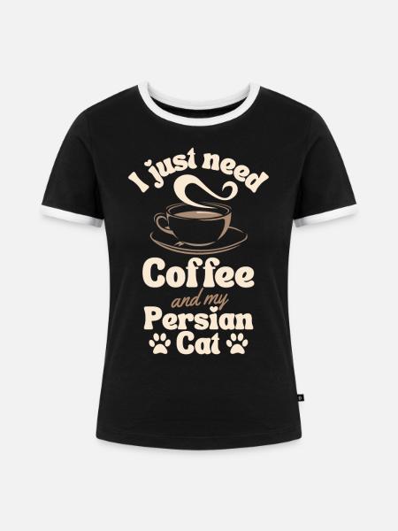 Kaffee-Perser-Katzenliebhaber - Frauen Kontrast-T-Shirt - Schwarz/Weiß