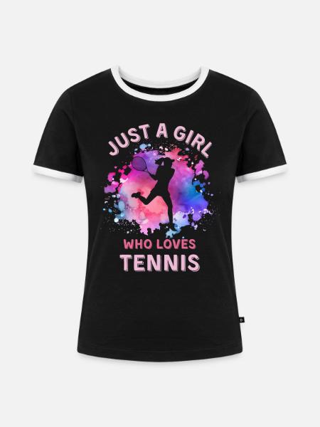 Damen Tennis Mädchen - Frauen Kontrast-T-Shirt - Schwarz/Weiß