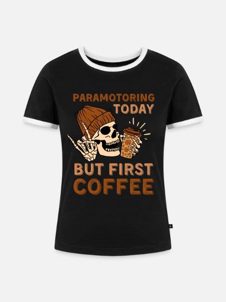 Kaffee Motorschirmfliegen Paramotoring - Frauen Kontrast-T-Shirt - Schwarz/Weiß