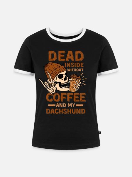 Kaffee Dackel Liebhaber - Frauen Kontrast-T-Shirt - Schwarz/Weiß