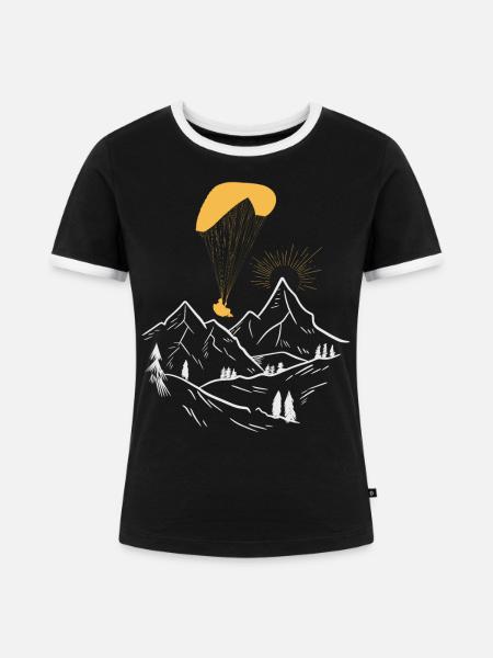 Gleitschirmfliegen - Frauen Kontrast-T-Shirt - Schwarz/Weiß