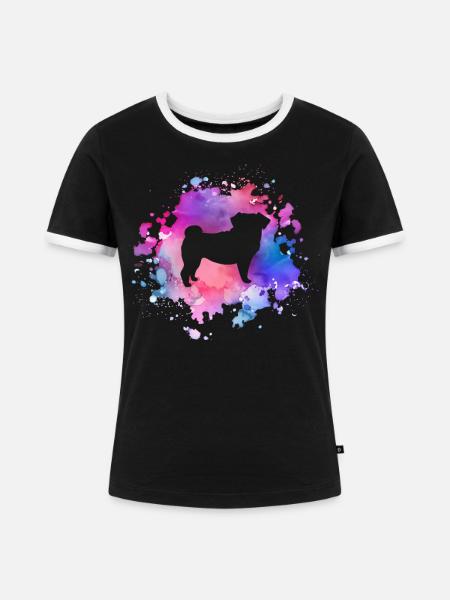 Mops-Hundeliebhaber - Frauen Kontrast-T-Shirt - Schwarz/Weiß