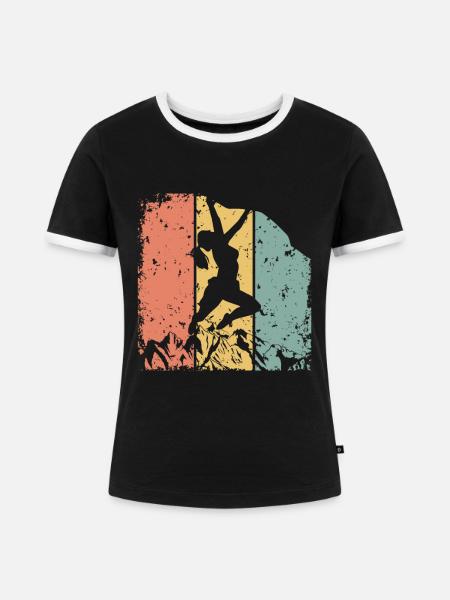 Frauen Klettern retro - Frauen Kontrast-T-Shirt - Schwarz/Weiß