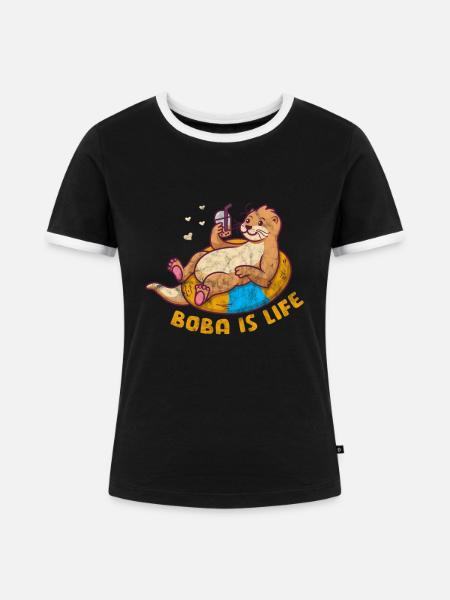 Otter - Frauen Kontrast-T-Shirt - Schwarz/Weiß