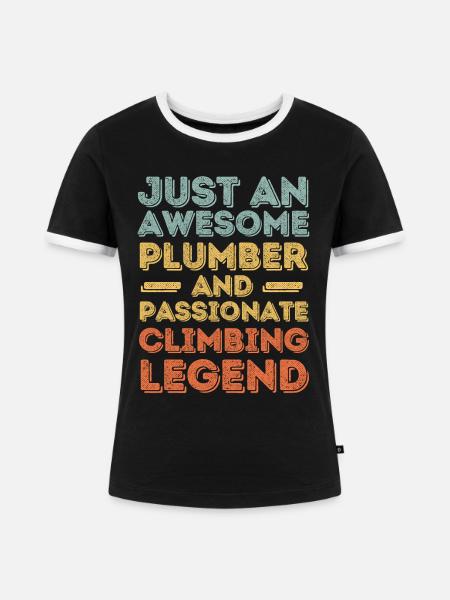 Klempner Kletterlegende retro - Frauen Kontrast-T-Shirt - Schwarz/Weiß