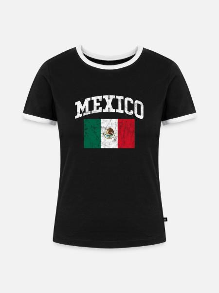 Mexiko - Frauen Kontrast-T-Shirt - Schwarz/Weiß
