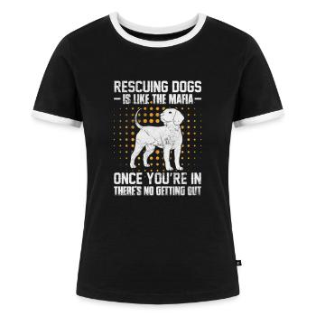 Tierrettung Tierschutz Tierfreund Geschenk - Frauen Kontrast-T-Shirt - Schwarz/Weiß - Vorne - Selfina (174cm)